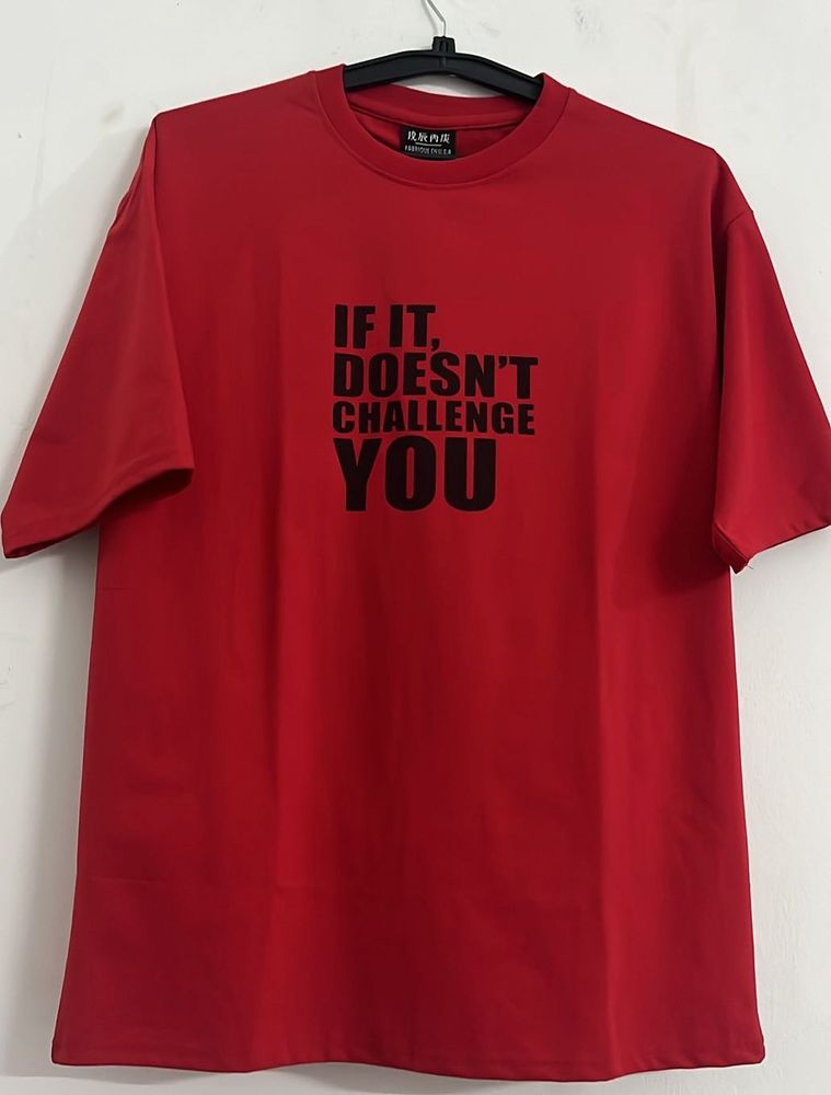 Red Graphic T-Shirt "IF IT, DOESN'T CHALLENGE YOU"