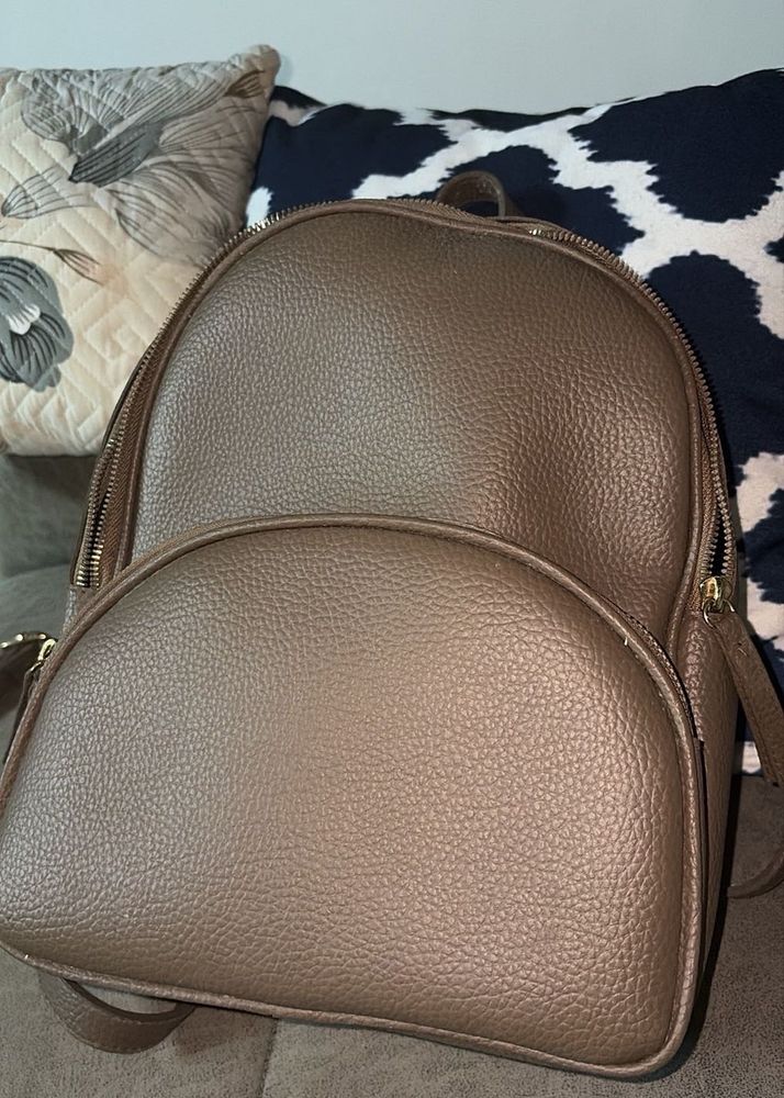Stylish Brown Faux Leather Backpack