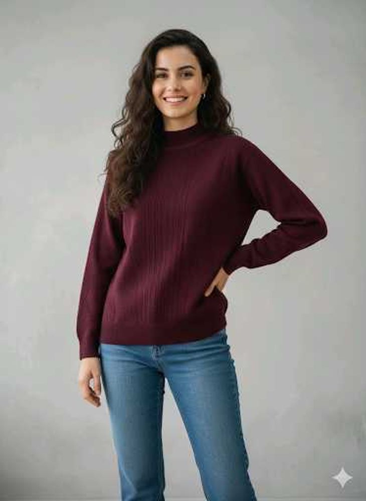 Burgundy Knit Turtleneck Sweater🎀🐥