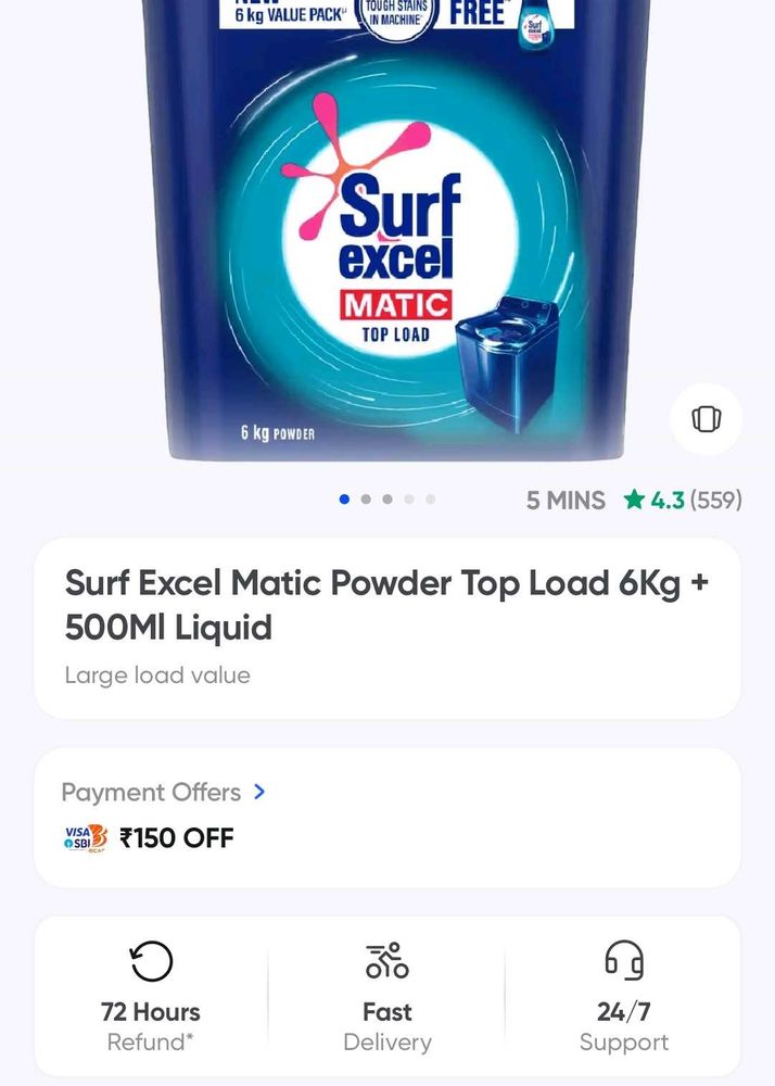 Surf Excel Matic Powder Top Load 6Kg