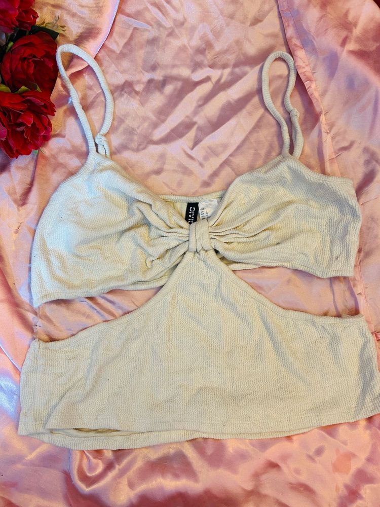 Cute Cream Cut-Out Crop Top