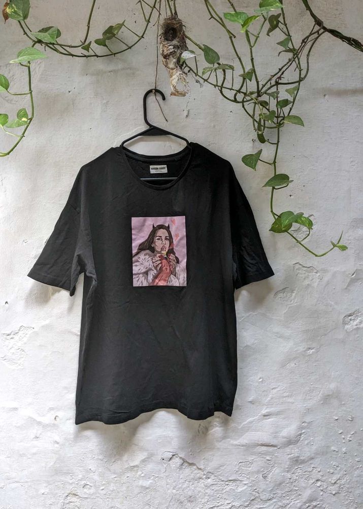 Graphic Print Oversized Black T-Shirt 👕