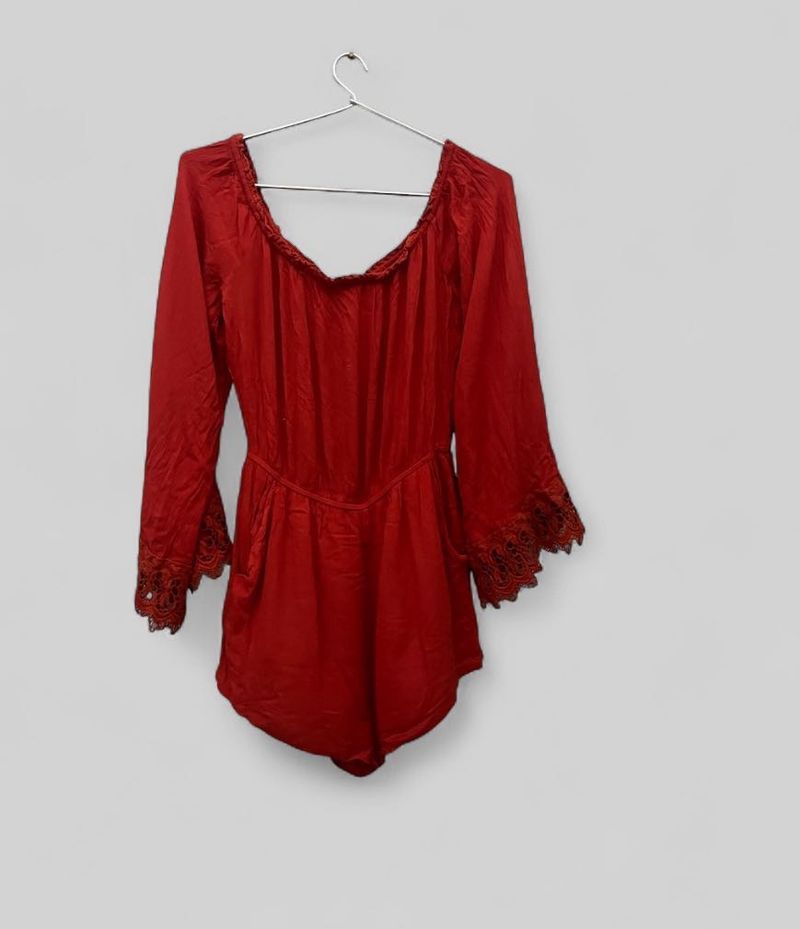 Red Off-Shoulder Romper Size S