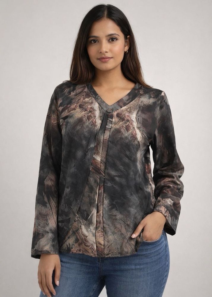 Stylish Printed V-Neck Tunic Top