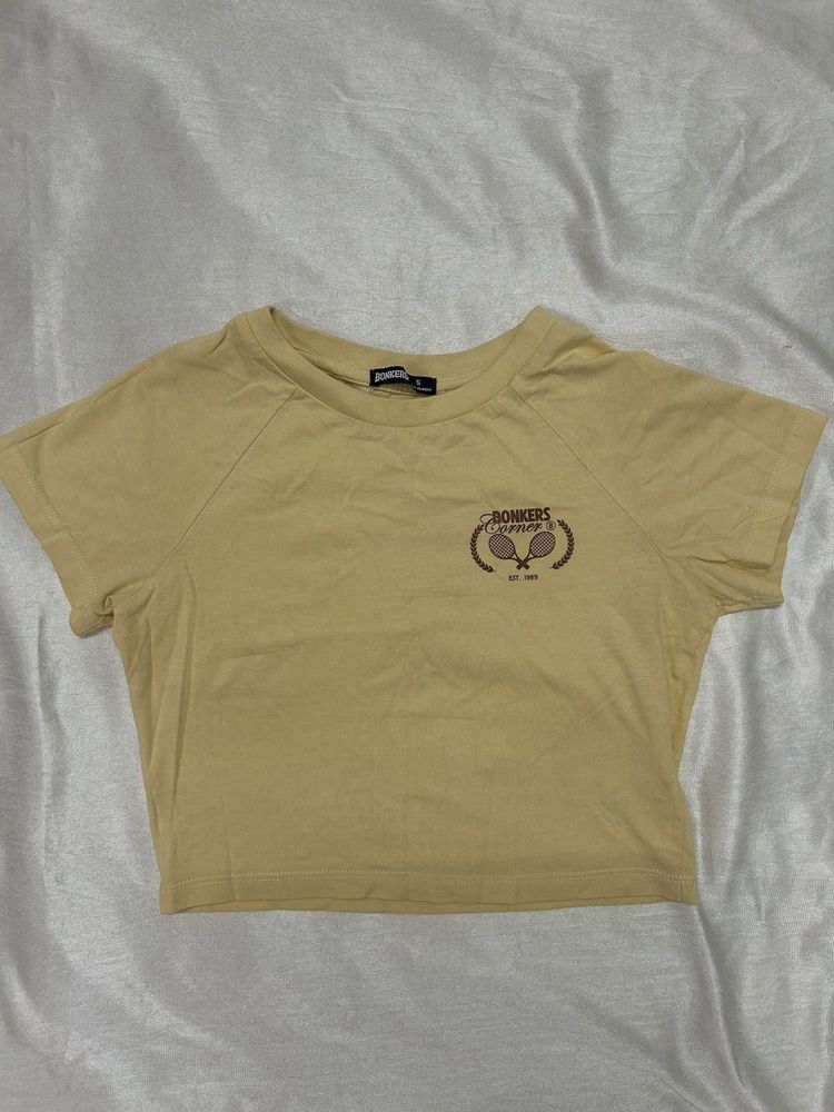 Cute Yellow Cropped T-Shirt