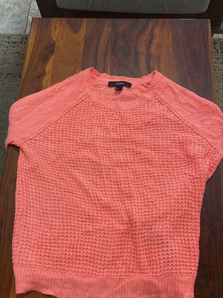 Forever 21 Coral Knit Top