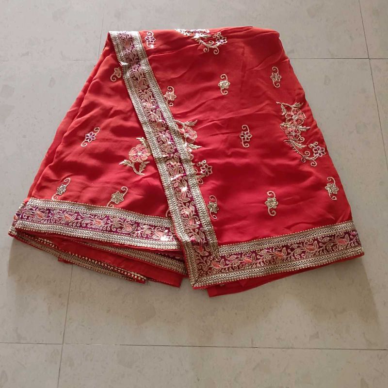 Embroidered Red Saree
