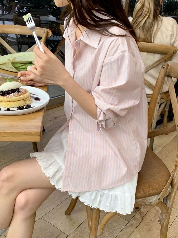 Pink Striped Oversized Shirt