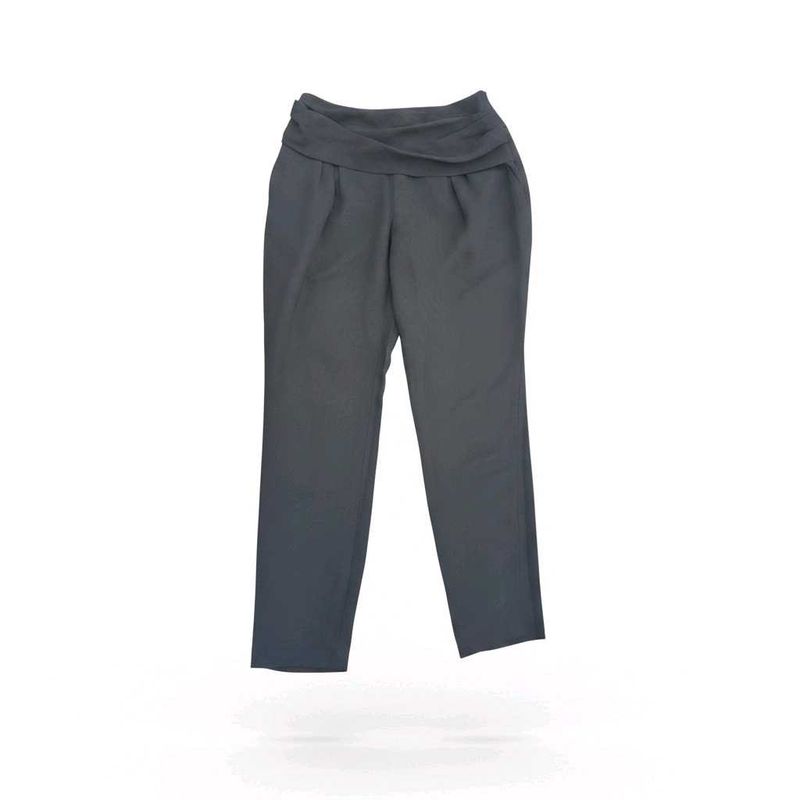 Chic Grey Fold-Over Waist Pants