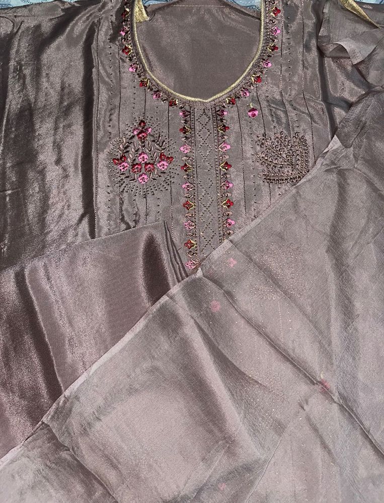 Embroidered Suit Set with Dupatta