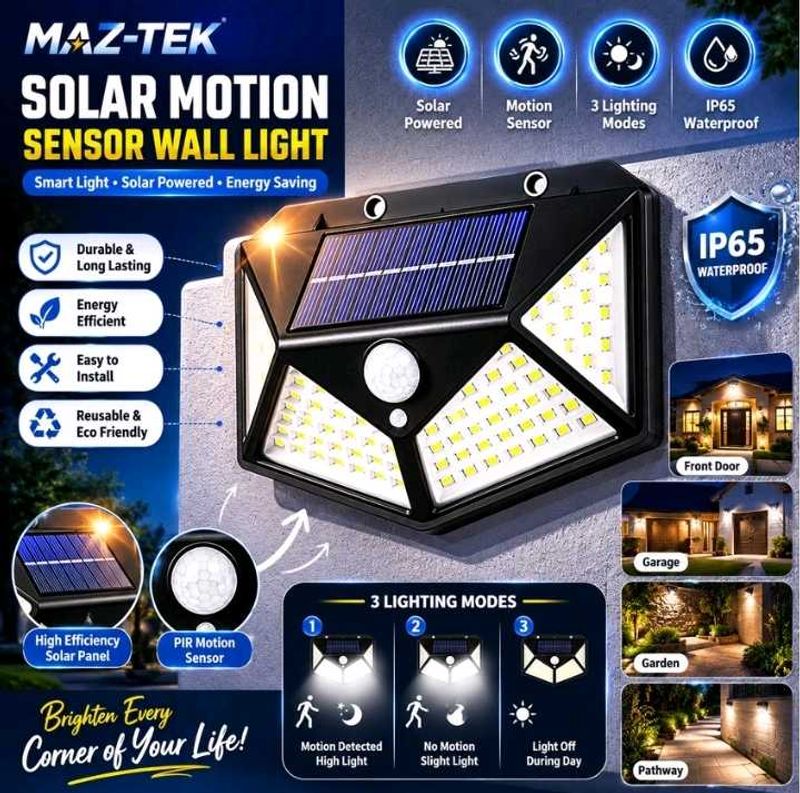 Solar Motion Sensor Wall Light (RH)