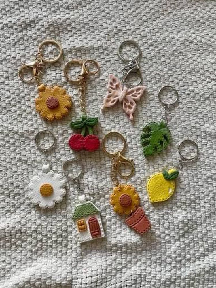 Cute Leather Keychain Charms