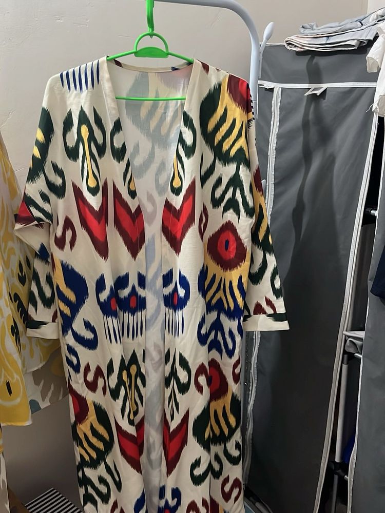 Vibrant Ikat Print Kimono Jacket