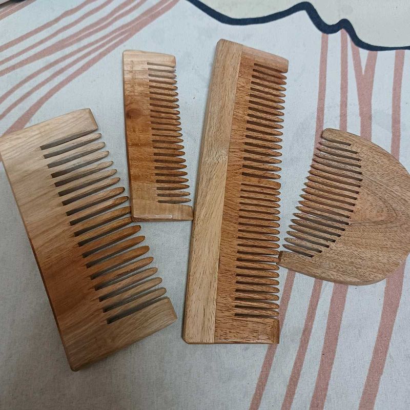 Set of Wooden Hair Combs