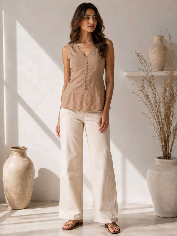 🤎 Handcrafted 70s-Inspired Wonen's Top - Nude