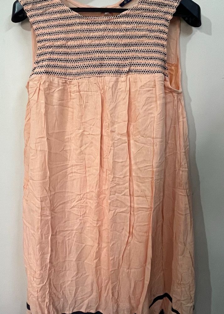 Peachy Pink Smocked Top Dress
