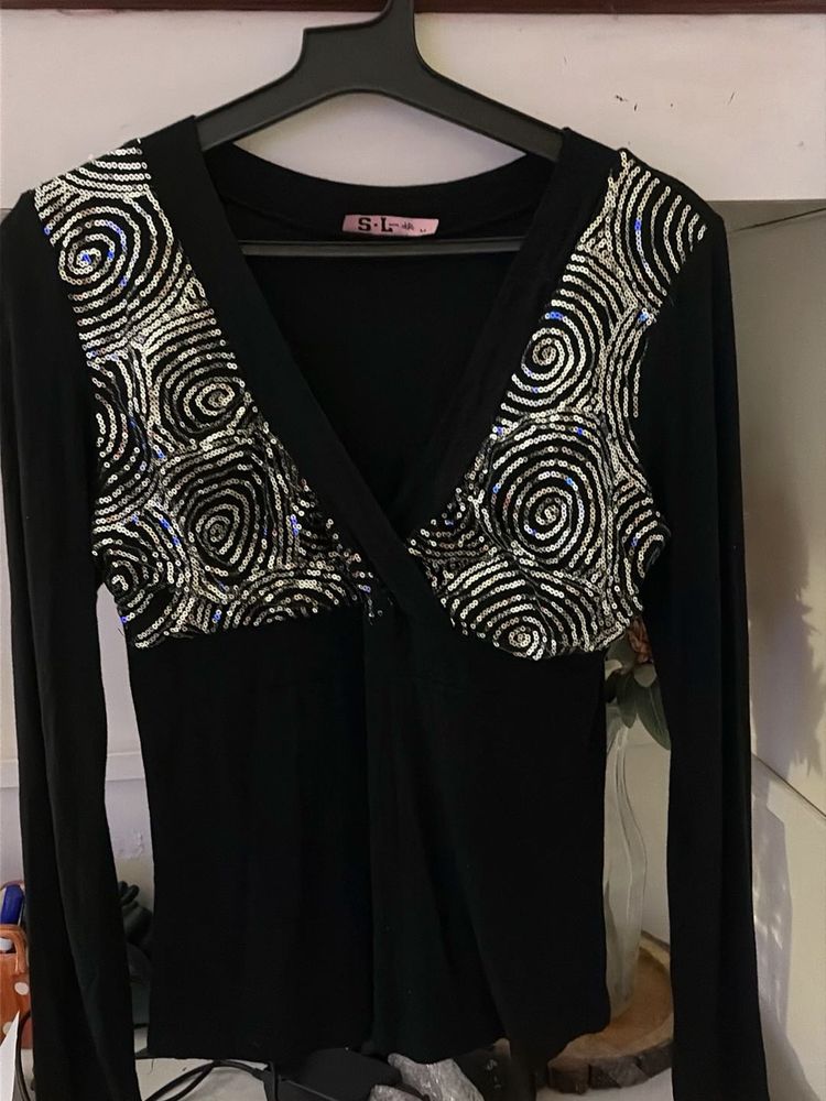 black sequin top