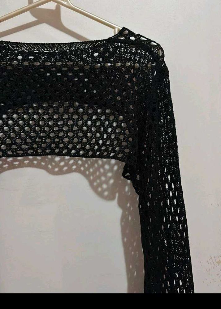 Sheer Crochet Bolero Top