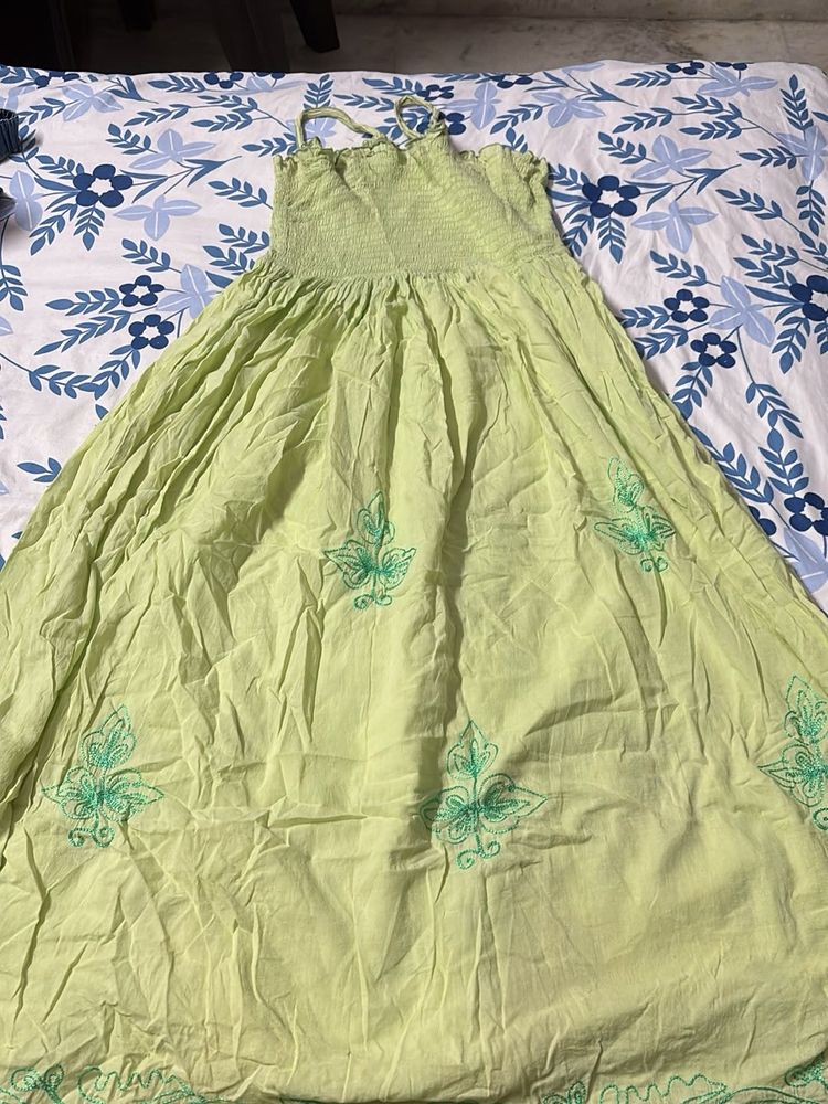 Light Green Embroidered Maxi Dress