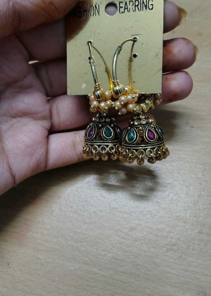 Elegant Jhumka Earrings multicolour jwellery