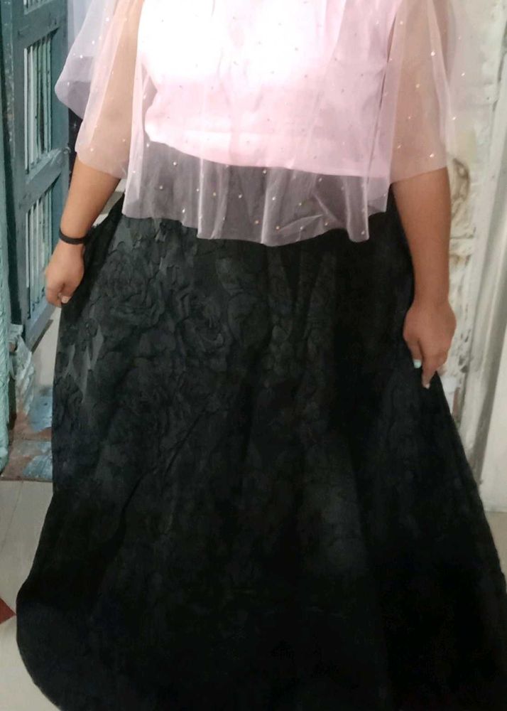 Elegant Black Lehenga with Pearl Embellished Top