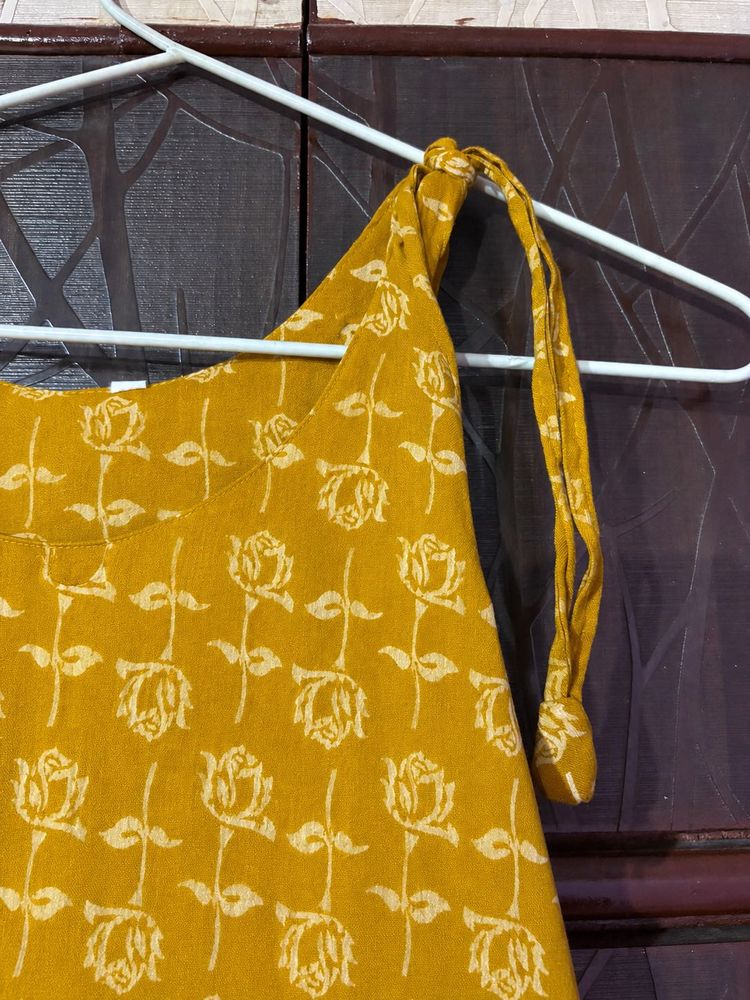 Yellow Floral Print Kurta