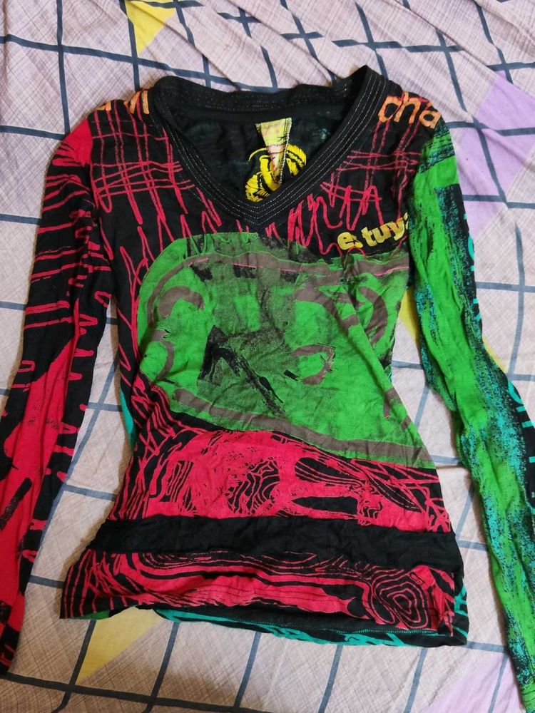 Vibrant Graphic Long Sleeve Top