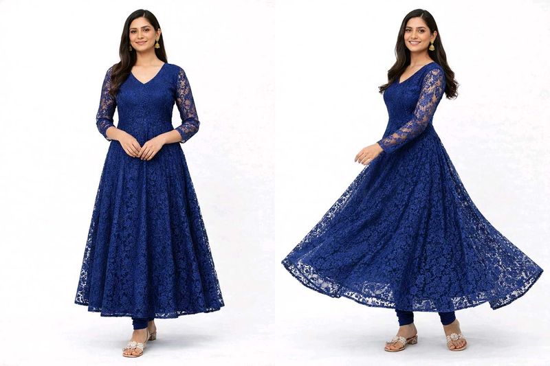 Elegant Blue Lace Kurta Set