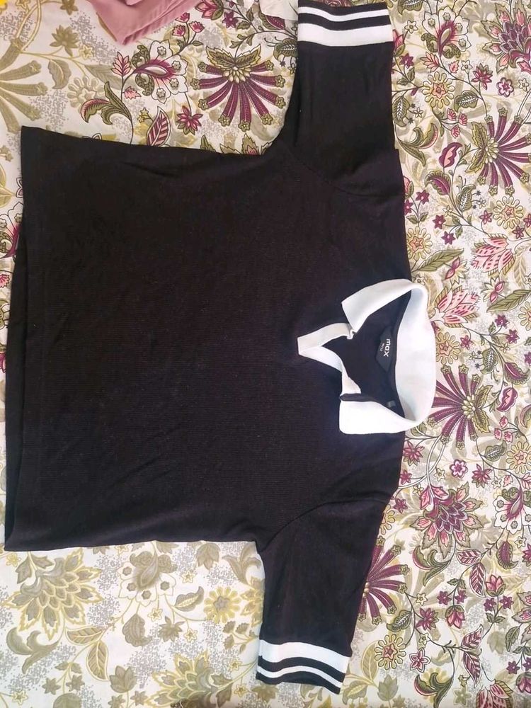 Black Polo Shirt with White Accents