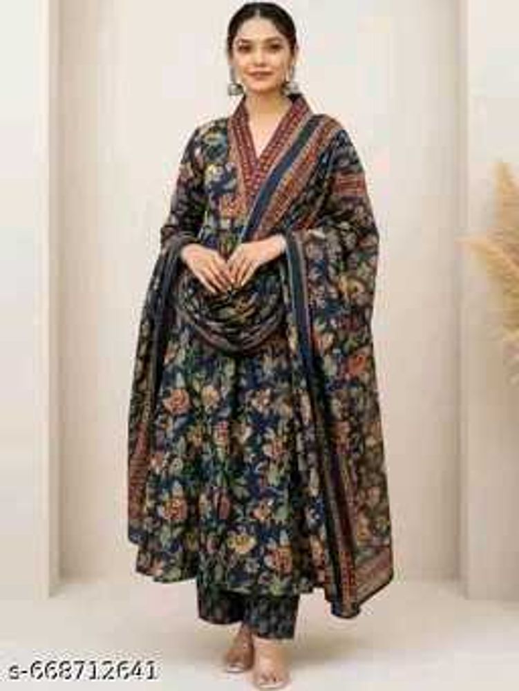 Beautiful Floral Print Kurta Set with Dupatta