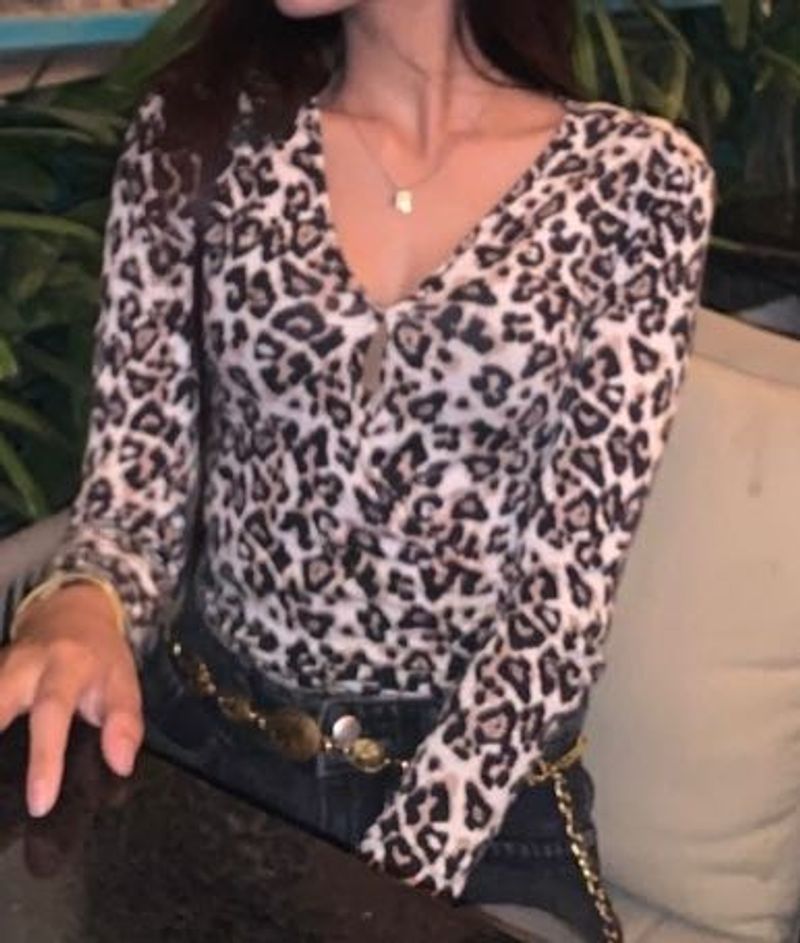 Leopard Print Long Sleeve Bodysuit