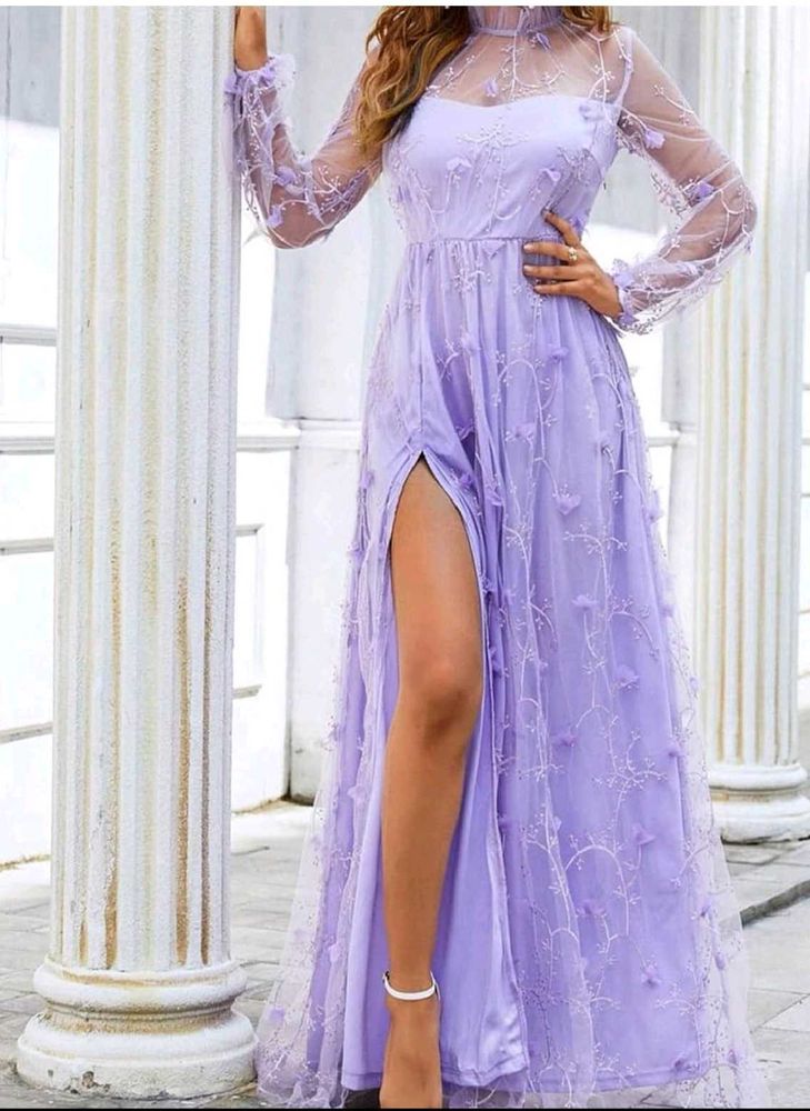 Lavender Embroidered Gown