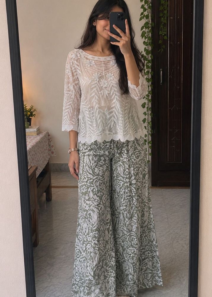 Sheer Embroidered Blouse