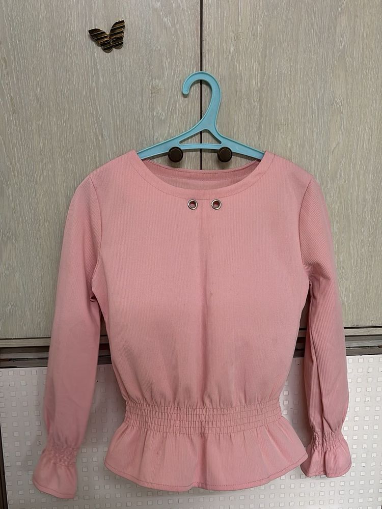 Cute Pink Peplum Top
