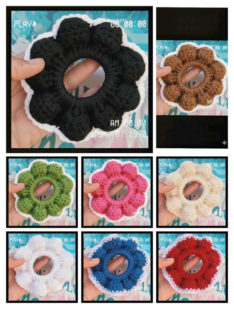 Crochet Flower Hair Tie Scrunchies
