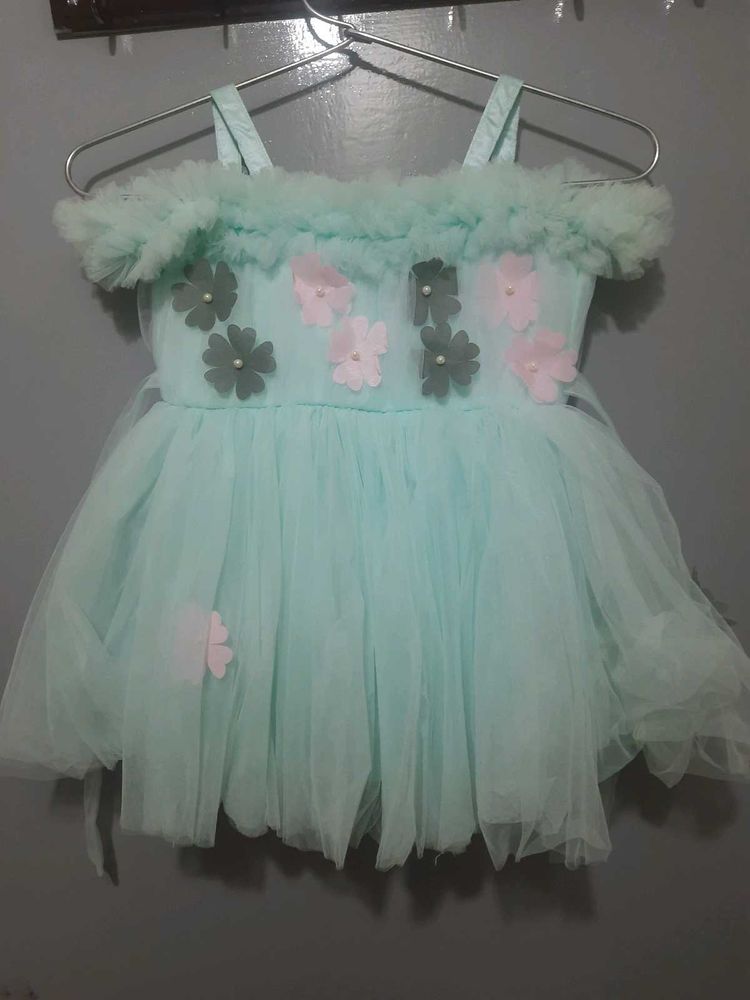 Cute Mint Tulle Flower Dress