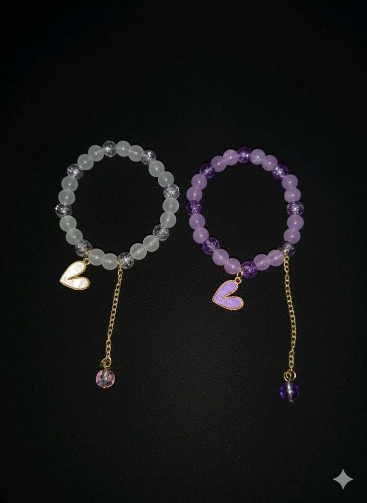 1-Beaded Heart Bracelets(purple)