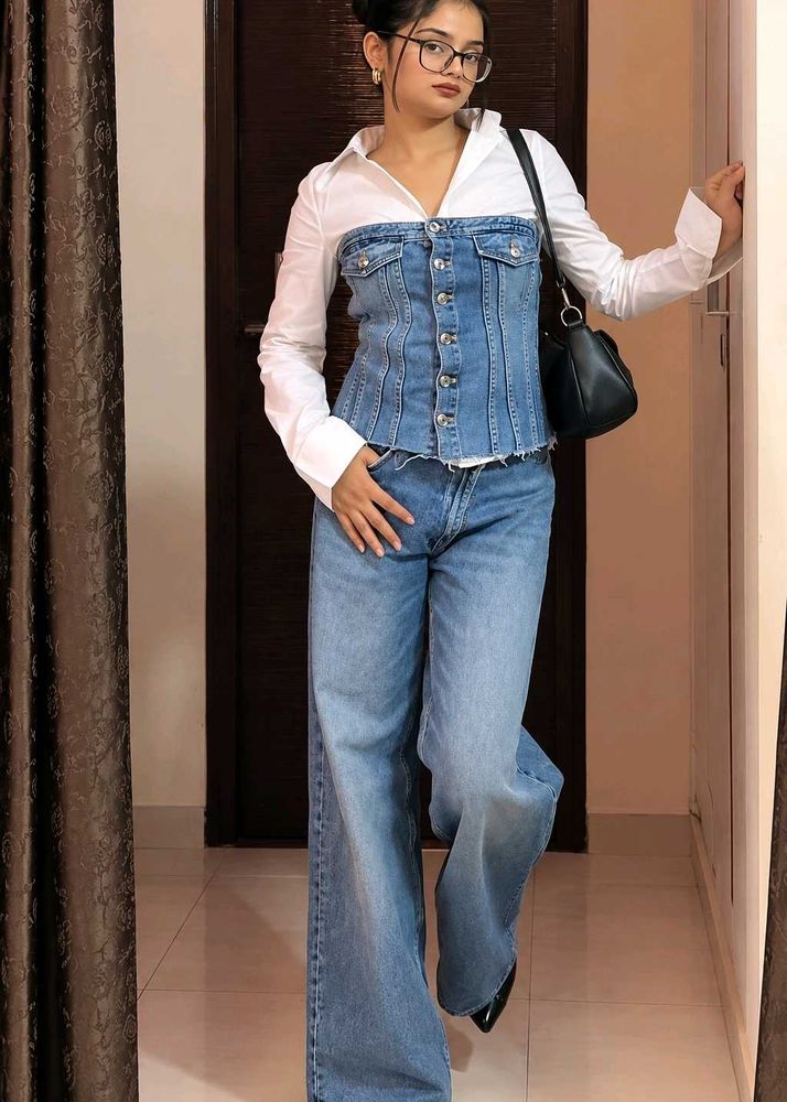 Zara Denim Corset Top