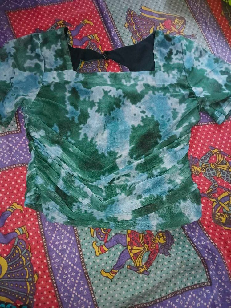 Stylish Ruched Tie-Dye Top