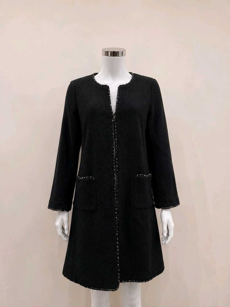 Chanel black tweed coat