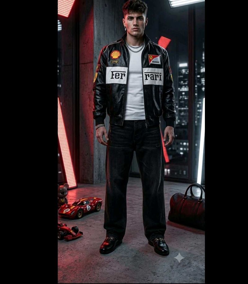 Leather Ferrari F1 Racing Jacket