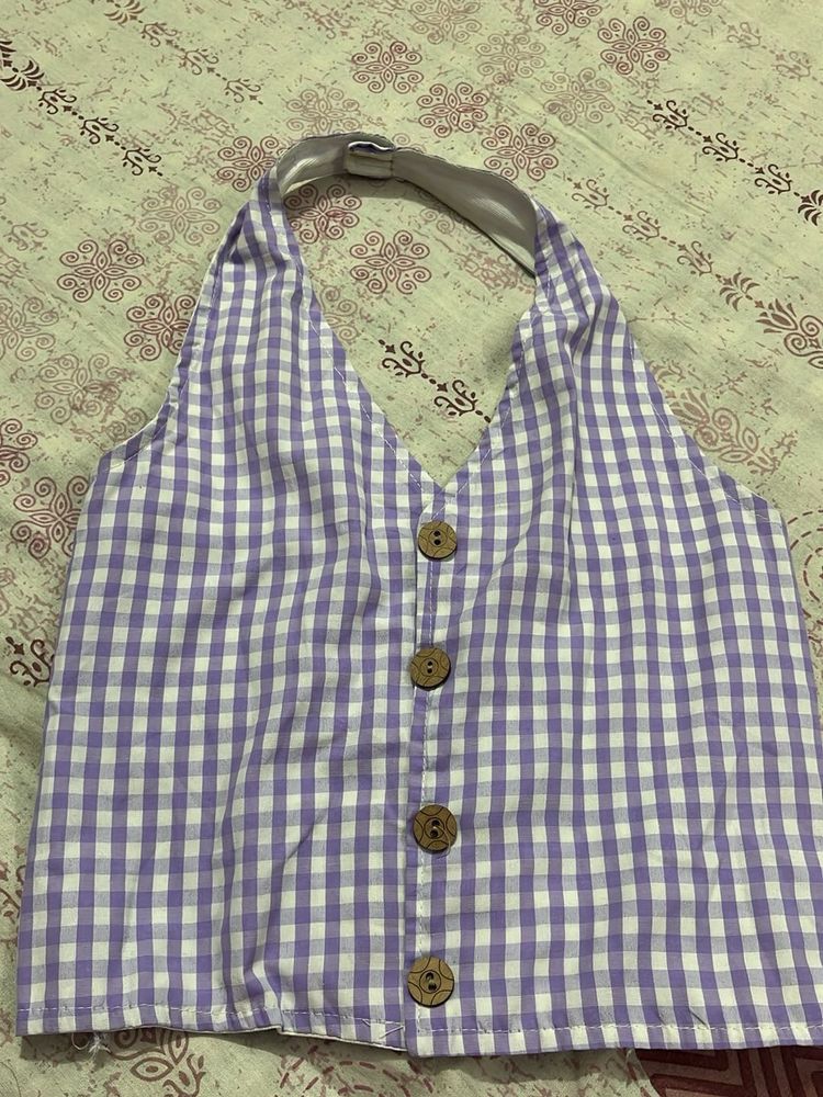 Cute Gingham Halter Top