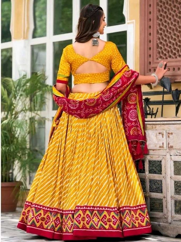Vibrant Yellow Lehariya Print Skirt