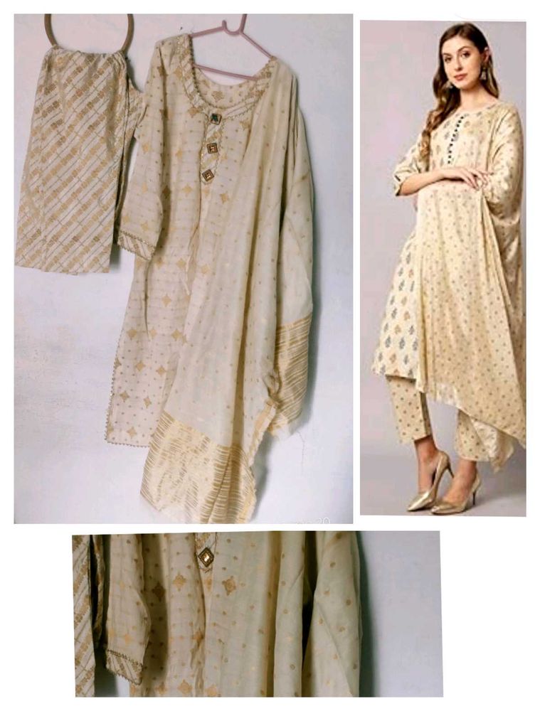 Elegant Cream Kurta Set with Dupatta