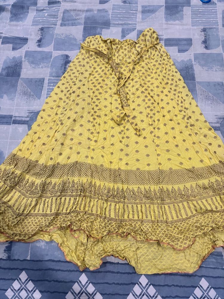 Yellow Printed Ethnic Skirt
