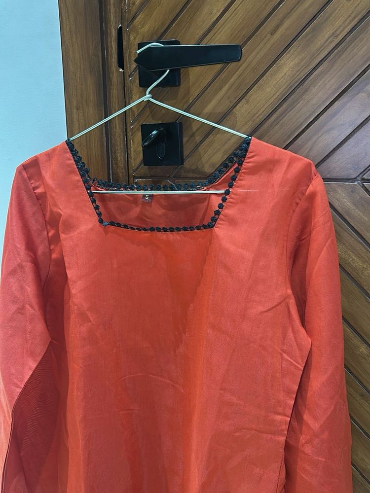 square neck kurti with bell sleeves