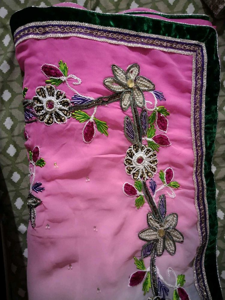Embellished Pink Saree