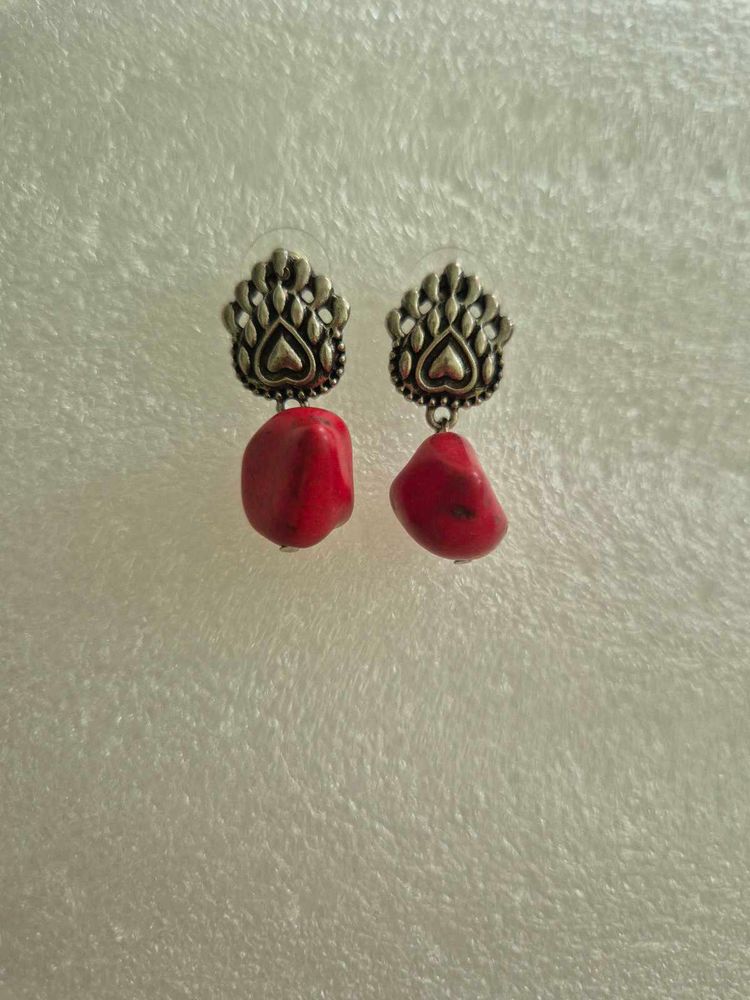 Red Stone Earrings - New