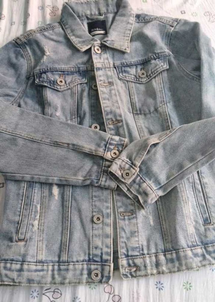Light Wash Distressed Denim Jacket