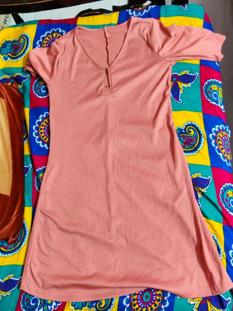 cotton silk ribbed mini dress women